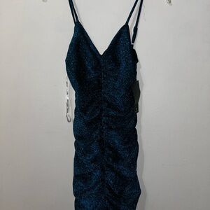 Elegant Navy Blue Ruched Dress
